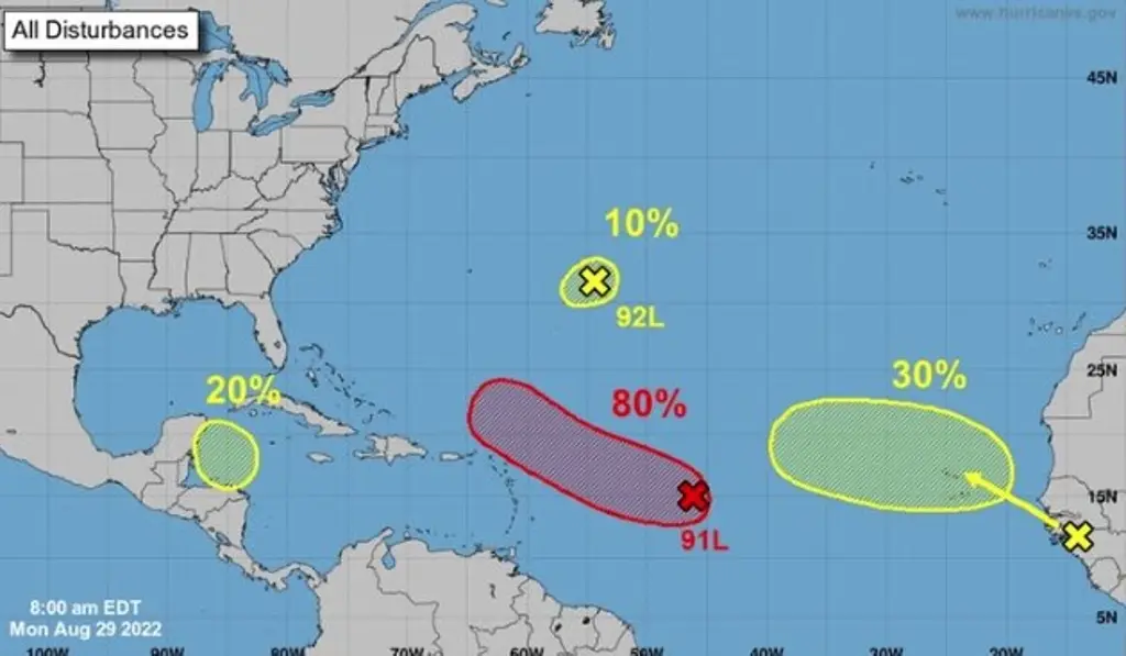 Sistema 91L tiene 80% de probabilidad de convertirse en ciclón tropical