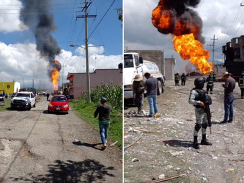 Explota ducto de gas por presunta toma clandestina en Amozoc, Puebla