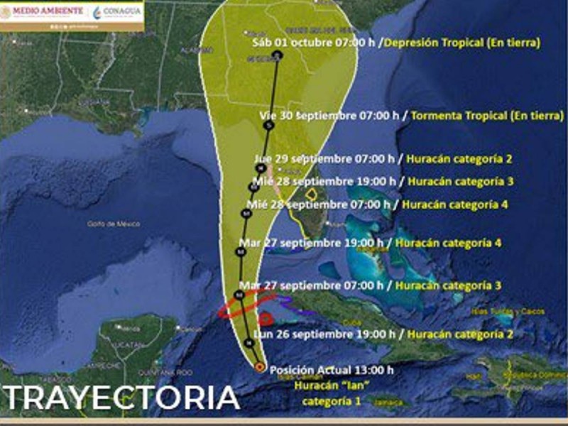 Huracán ‘Ian’ se intensifica a categoría 2; dejará lluvias en 3 estados