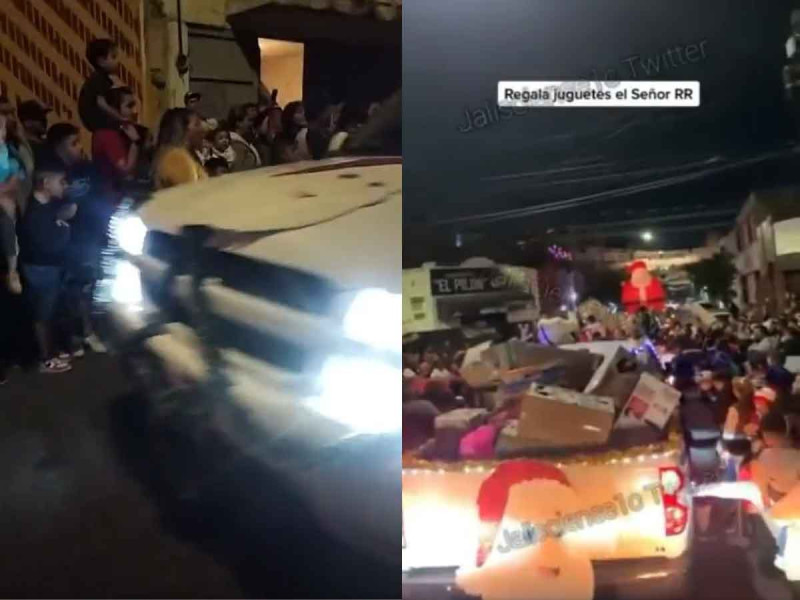 Presuntos integrantes del CJNG realizan desfile navideño y reparten regalos