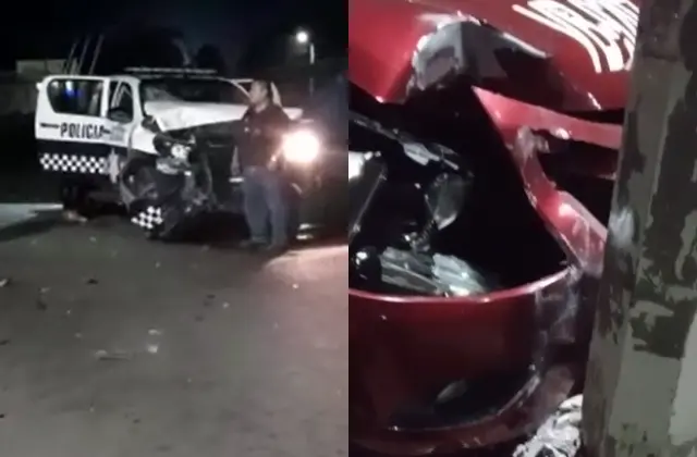 Policías chocan contra taxi en Manlio Fabio; acusan que manejaban ebrios