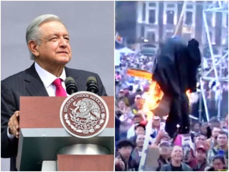 López Obrador condena quema de figura de ministra Norma Piña; «hay formas de protestar»