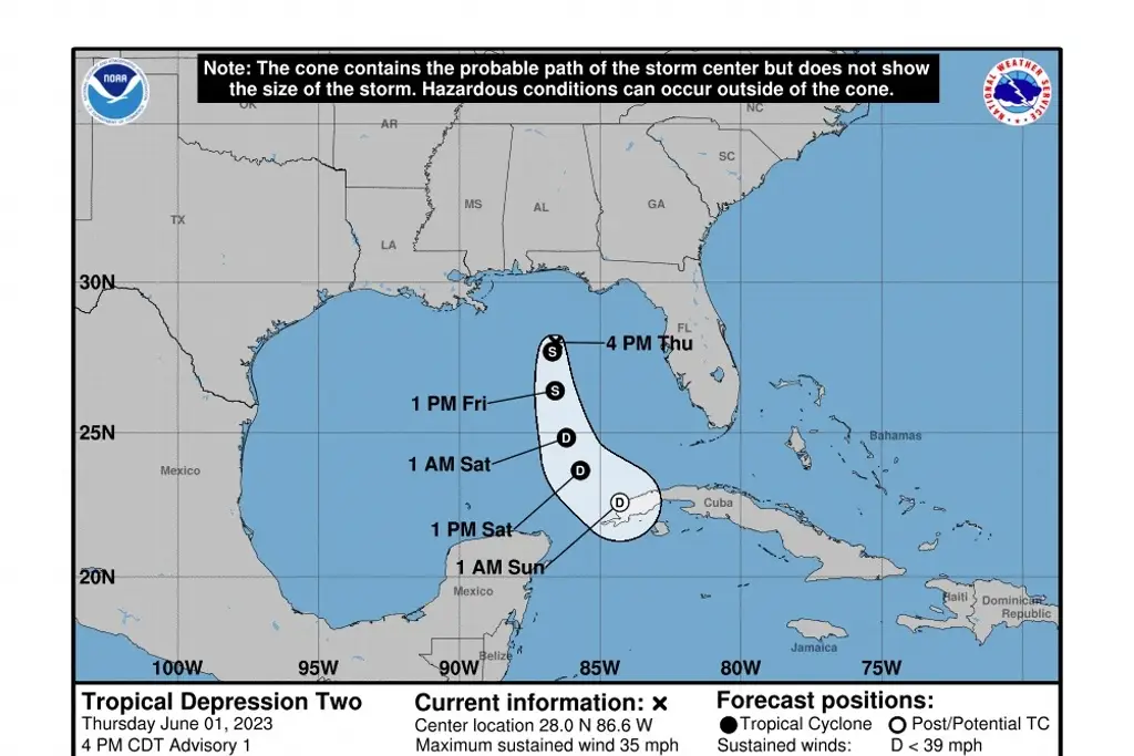 Se forma depresión tropical 2 en el Golfo de México; se convertiría en la tormenta ‘Arlene’