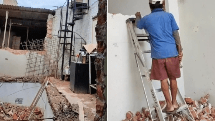 Divorciado destruye la casa que construyó en terreno de exsuegros