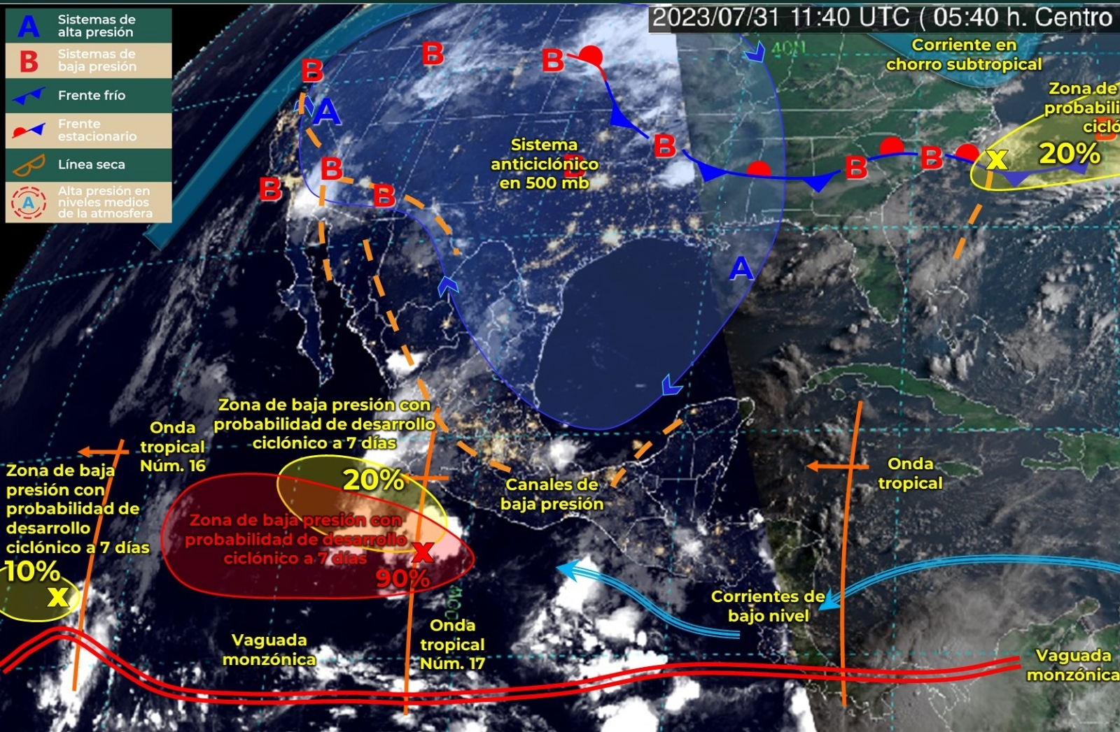 La onda tropical 17 y la posibilidad de un ciclón tropical mantendrán las lluvias en el país