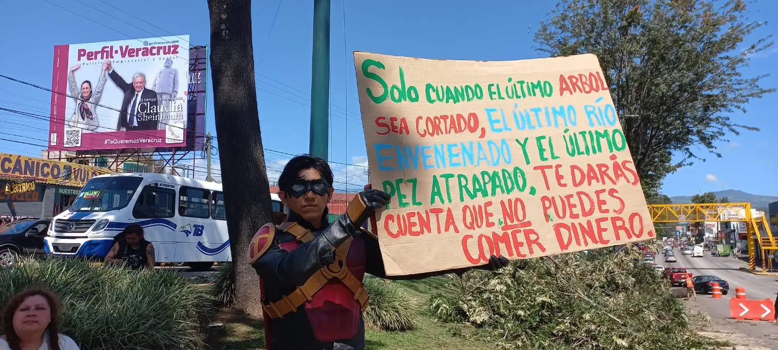 Xalapeños montan guardia para evitar más tala de árboles en Lázaro Cárdenas