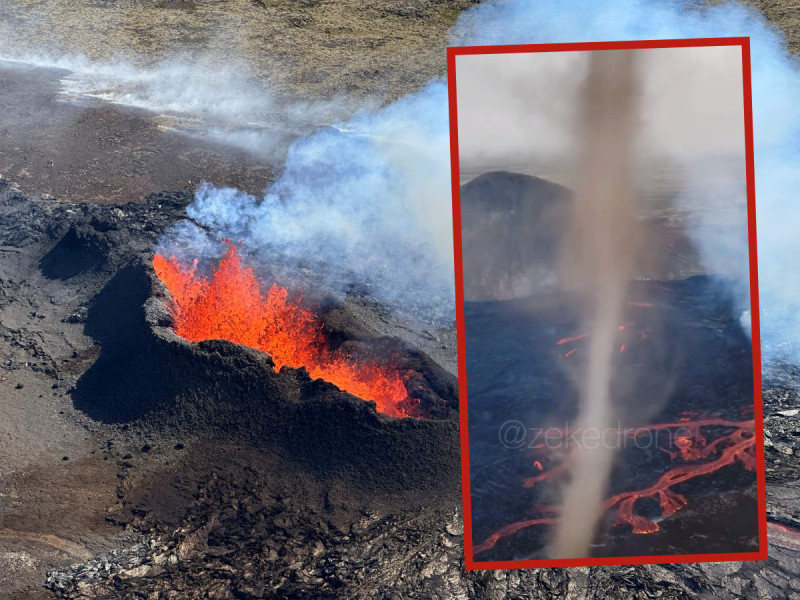 Litli-Hrutur, el ‘volcán bebé’ de Islandia, expulsa lava… ¿y tornados?