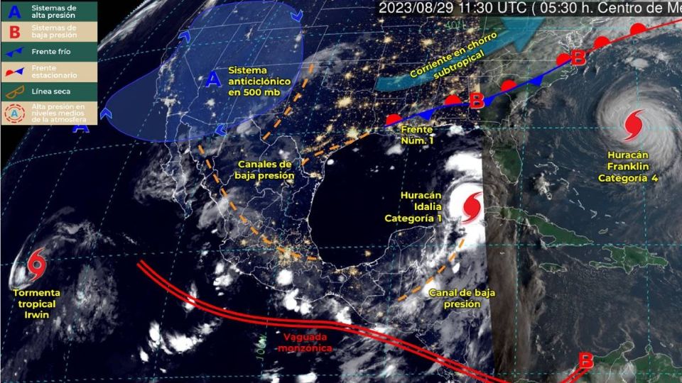 Huracán Idalia y frente frío 1 afectarán estos estados con lluvias intensas