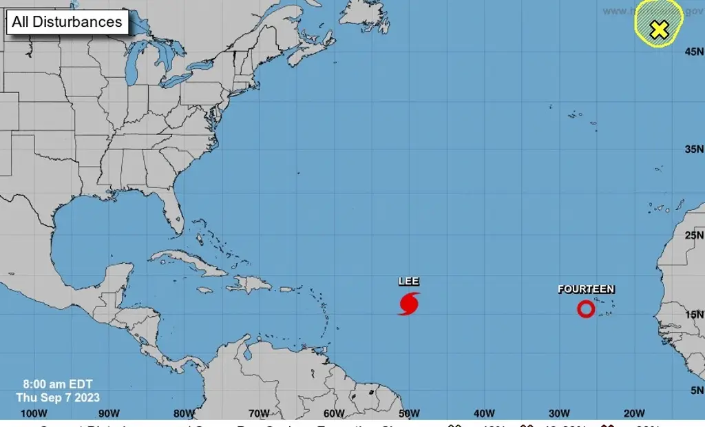 Huracán «Lee» sube a categoría 2 y se forma la Depresión Tropical 14