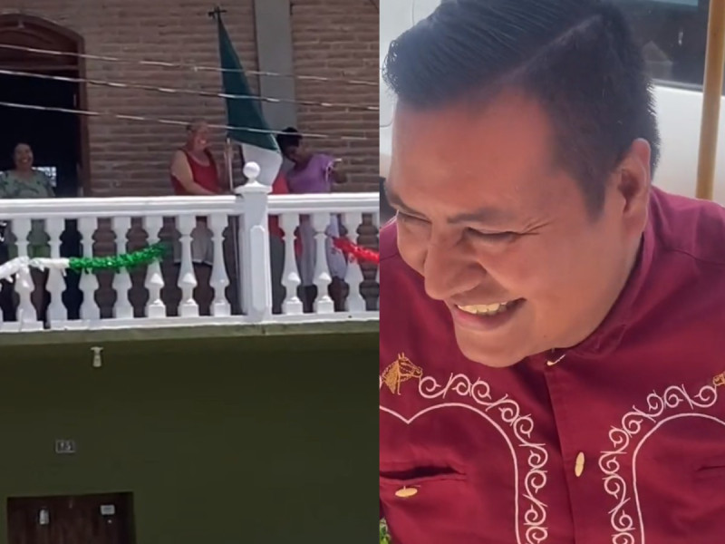 Señor adorna casa con bandera de México; mariachis le juegan broma