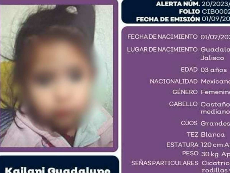 Detienen en Jalisco al presunto feminicida de Kailani, una niña de 3 años