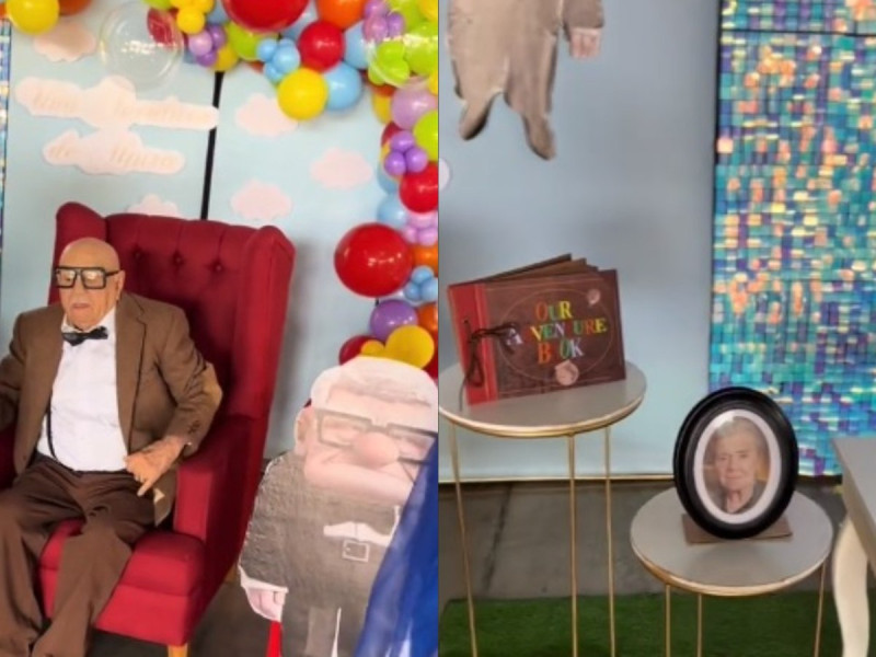 Abuelito celebra su cumpleaños con fiesta temática de ‘Up’ y recuerda a su esposa fallecida