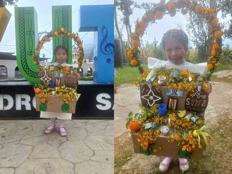 Niña se disfraza de ofrenda por Día de Muertos y enternece en redes