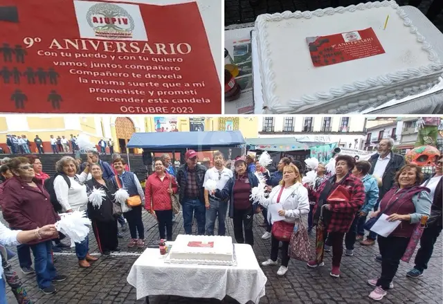 Con pastel, pensionados exigen pagos tras 9 años de lucha en Veracruz