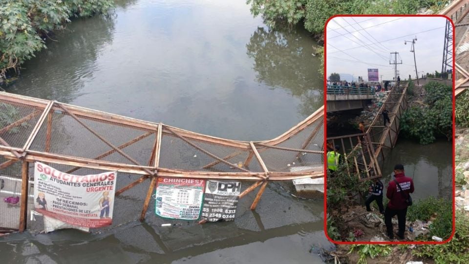 Colapsa puente peatonal y caen personas a aguas negras en Chimalhuacán; hay 13 lesionados