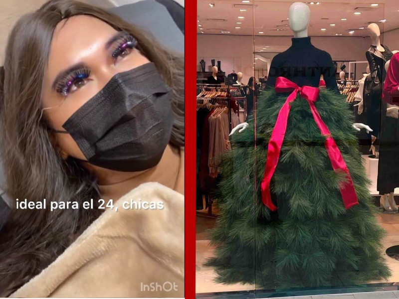 Pestañas de led y vestido de árbol de Navidad, lo último en moda para las posadas