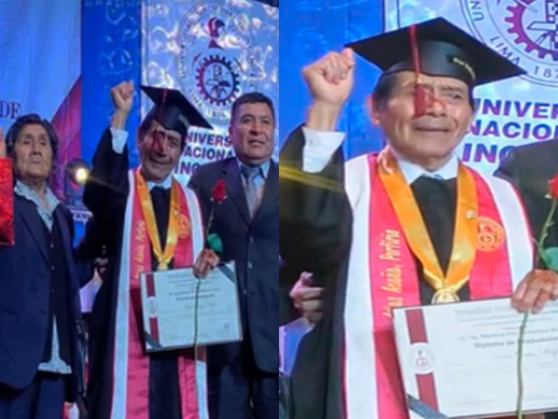 Abuelito se gradúa de ingeniero de la UNI, la más exigente de Perú