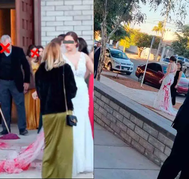 Suegra sabotea boda y arruina el vestido de la novia en plena misa