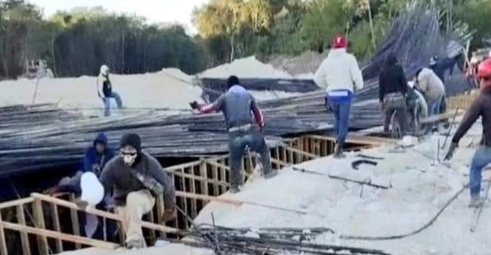 Colapsa cimbra de puente en construcción del Tren Maya; reportan dos trabajadores heridos