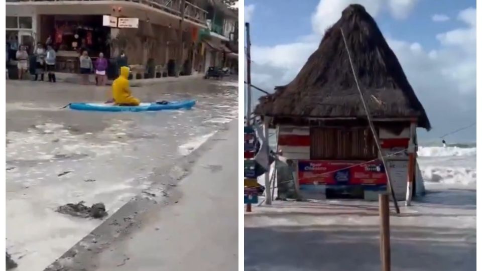 Se inunda Holbox tras paso de frente frío 32 y «Norte»