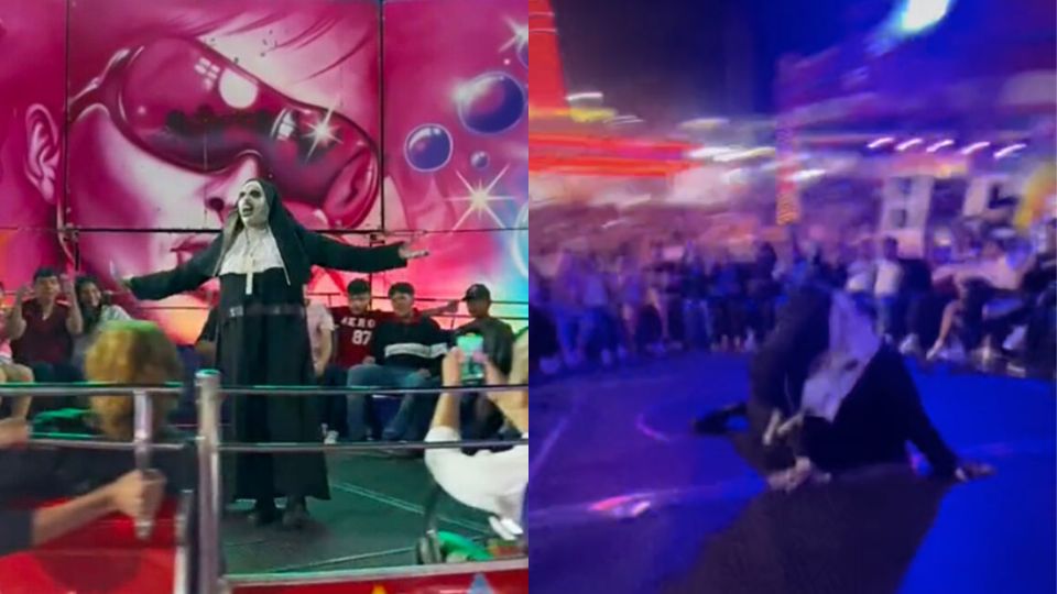 La «Monja de la Feria» se cae por primera vez al bailar