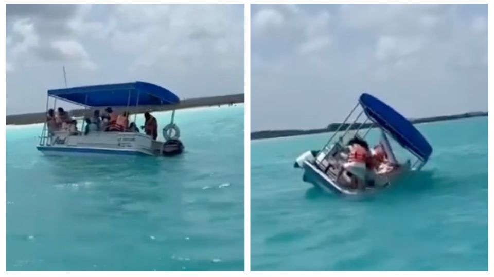 Se hunde lancha con turistas en Bacalar, los tripulantes sobrevivieron de milagro