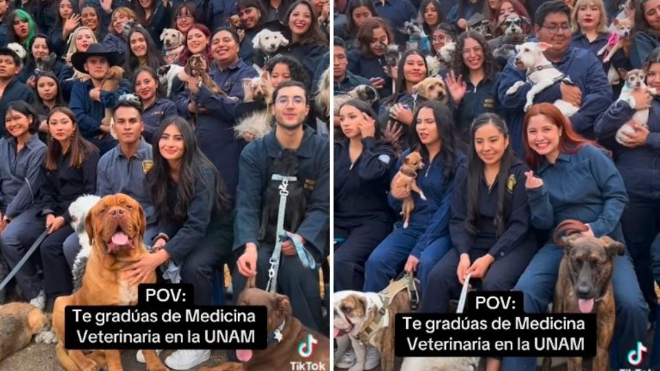 Estudiantes de Veterinaria incluyen a sus perritos en su foto de graduación