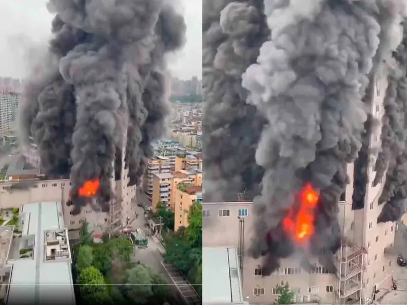 Alarma por colosal incendio en centro comercial en China; personas quedan atrapadas