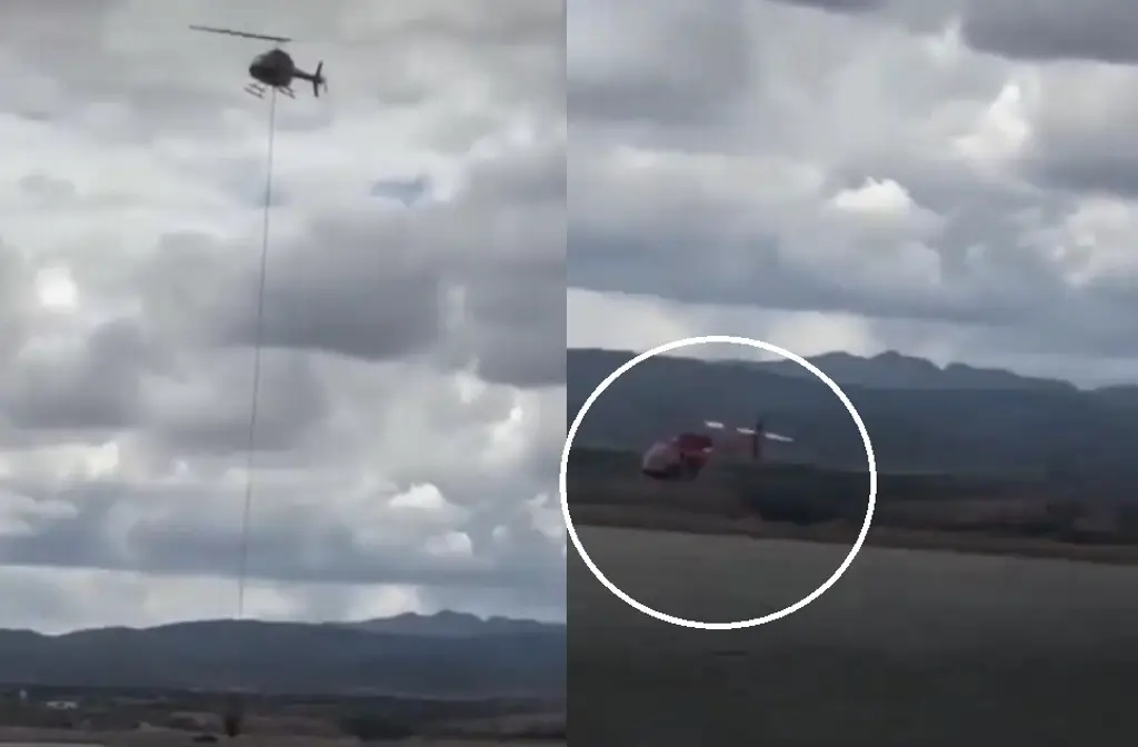 Se desploma helicóptero en presa de Chihuahua con 3 tripulantes