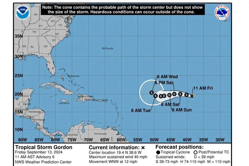 Se forma la tormenta tropical ‘Gordon’ en el Atlántico