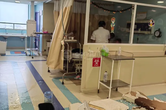 Reportan caída de techo en sexto piso de Hospital Infantil de Veracruz