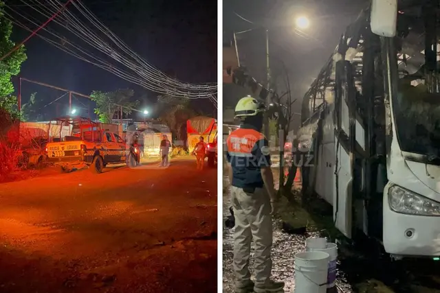 Atacan corralón y bus al sur de Veracruz con bombas molotov