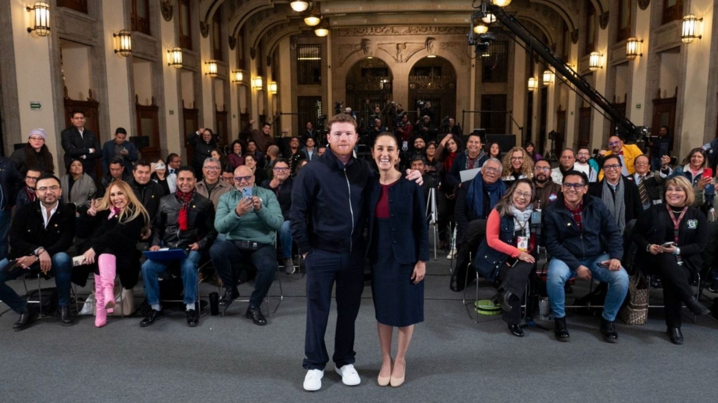 Claudia Sheinbaum anuncia, en compañía del “Canelo”, próxima clase de box más grande del mundo el 6 de abril de 2025