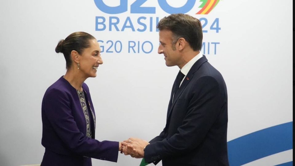 Claudia Sheinbaum se reúne con el presidente de Francia, Emmanuel Macron