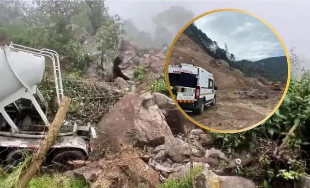 Vuelca grúa en derrumbe de Cumbres de Maltrata; hay un lesionado