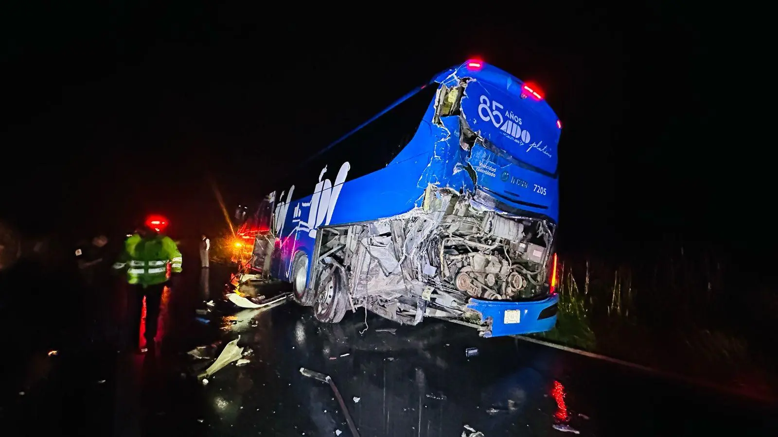 Tráiler impacta a ADO en la Coatza- Mina; hay dos lesionados