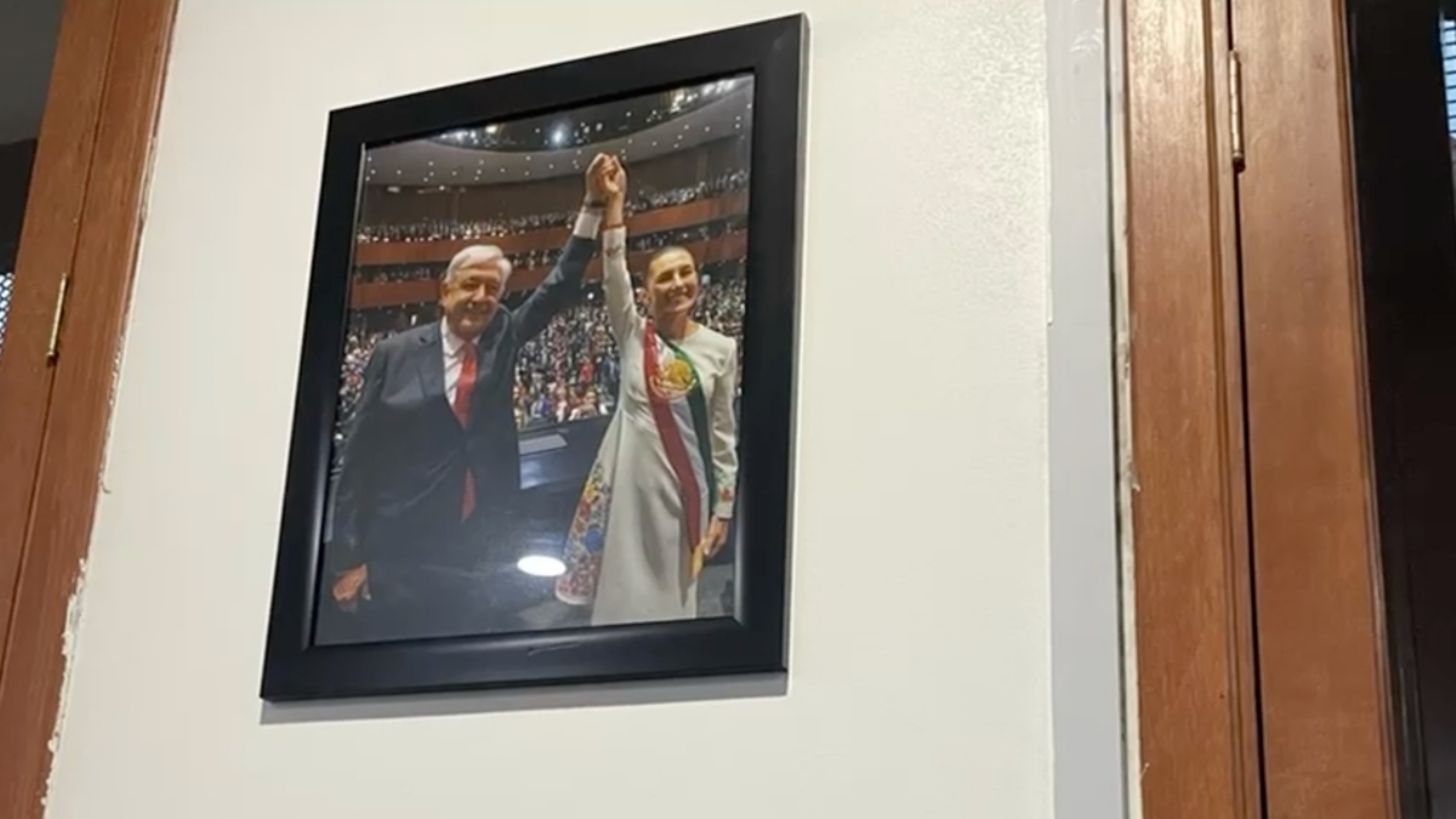 Renuevan sala de prensa en Palacio Nacional con fotos de Claudia Sheinbaum