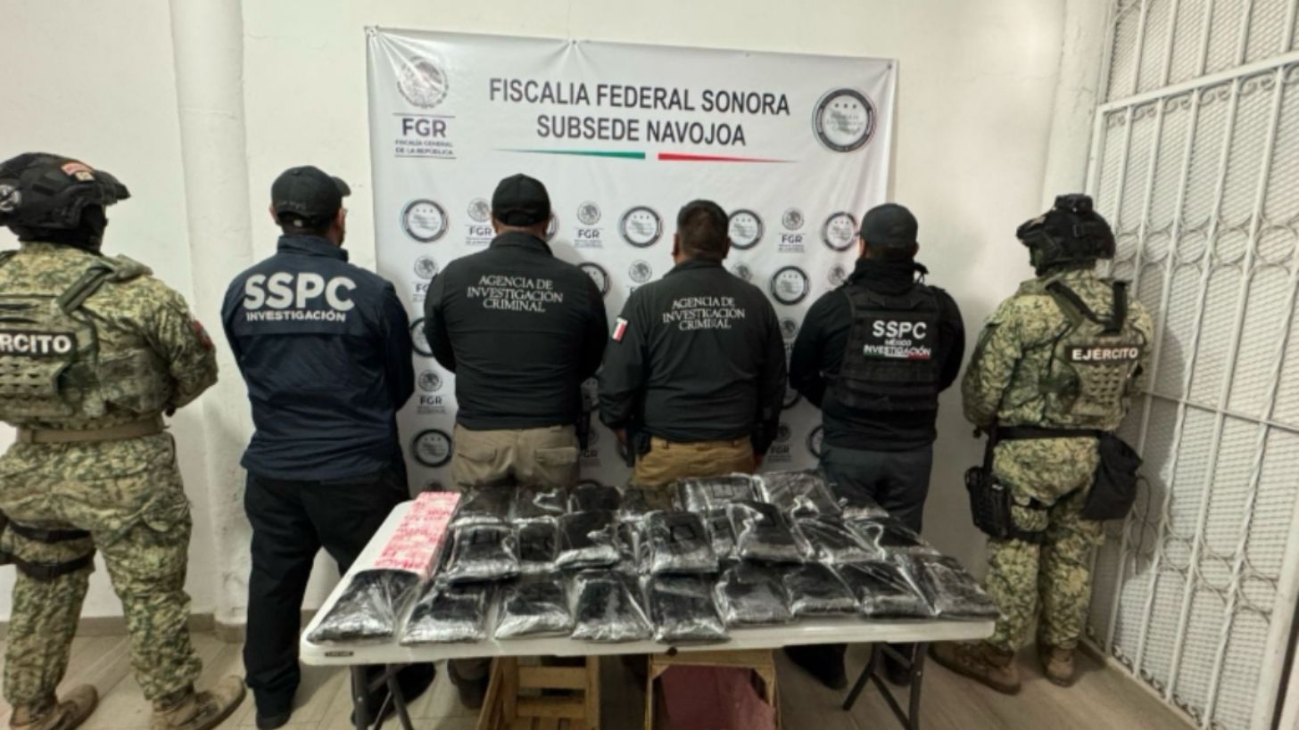 Cae en Sonora un hombre que transportaba 32 kilos de fentanilo ocultos en nopales