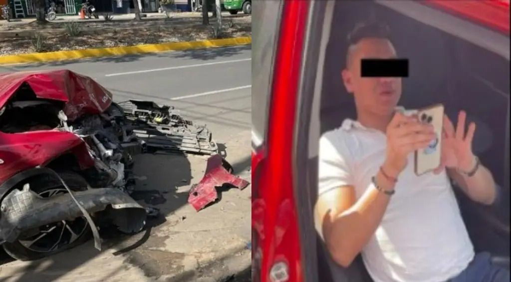 Alcoholizado provoca carambola; mamá intenta evitar que lo detengan