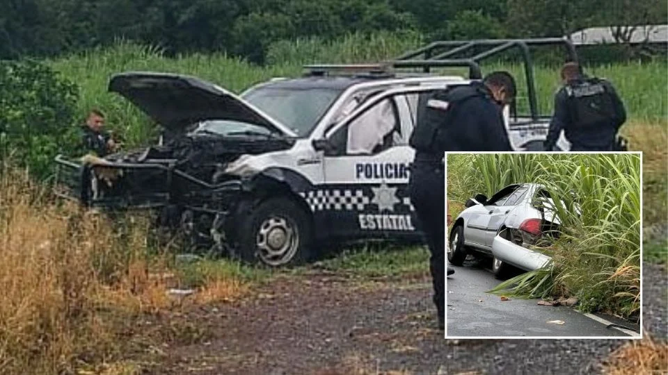 Patrulla de la Policía Estatal choca contra auto en carretera Xalapa – Alto Lucero; hay 6 lesionados