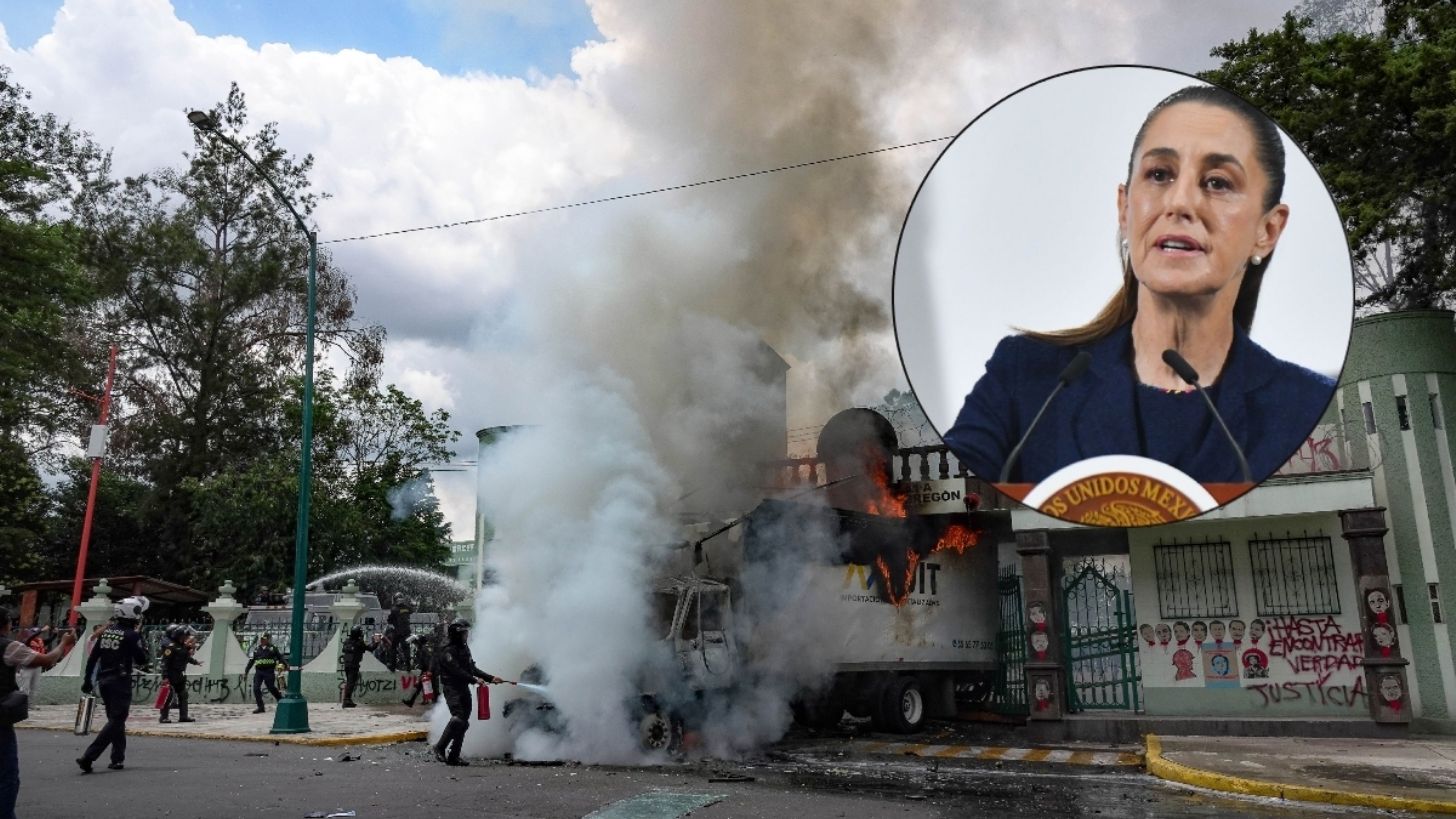 Claudia Sheinbaum niega caer en “provocaciones”, tras quema de camión en Campo Militar