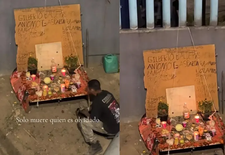“Solo muere quien es olvidado”, la ofrenda viral de un hombre callejero
