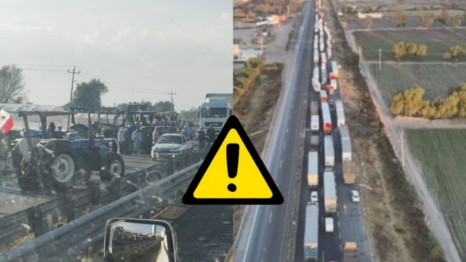 Bloqueo de agricultures en autopista Puebla-México afecta paso a Veracruz