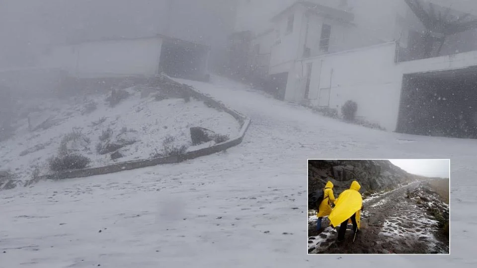 Cae la primera nevada del invierno en el Cofre de Perote hoy 26 de diciembre
