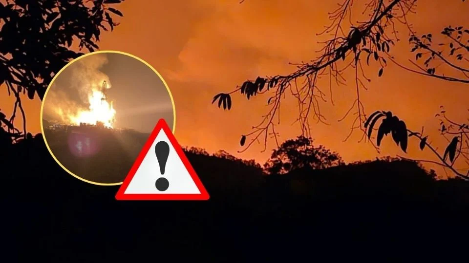 Fuerte incendio en pozo petrolero de Las Choapas