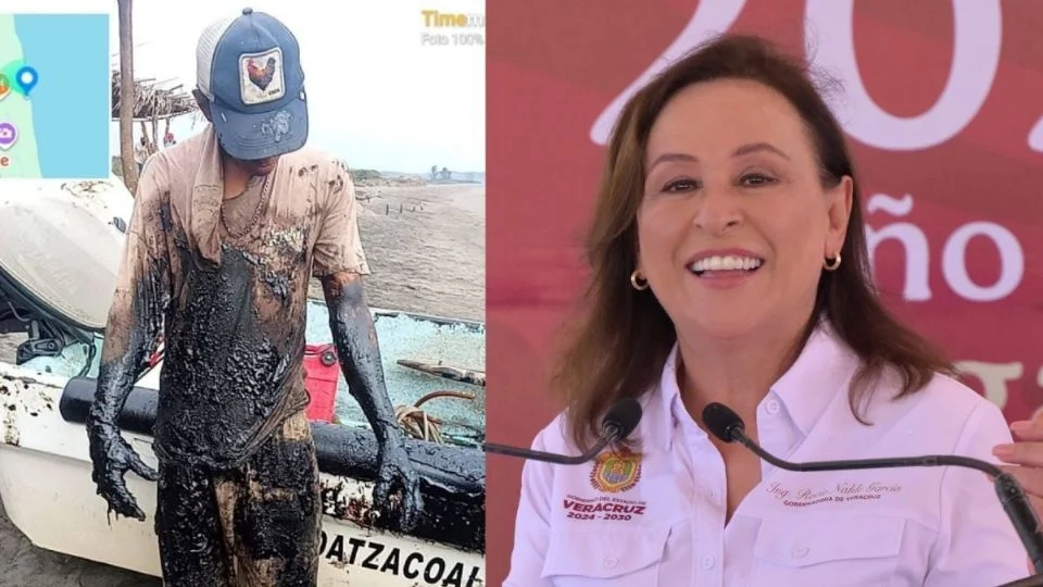 “Fue de un barco privado”: Nahle revela causa de derrame de hidrocarburo de Veracruz; cumple 10 días