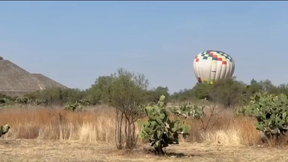 Aterriza de emergencia globo aerostático en Teotihuacan
