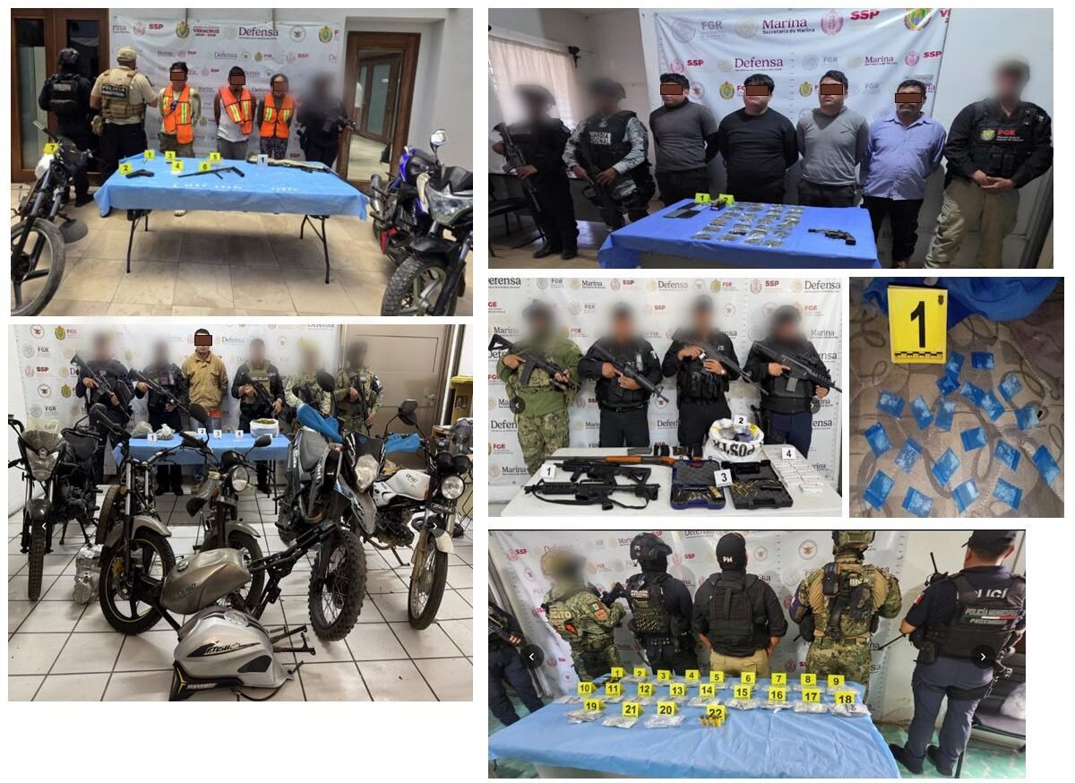 Como resultado de 38 cateos, 32 personas fueron detenidas en 32 municipios de Veracruz