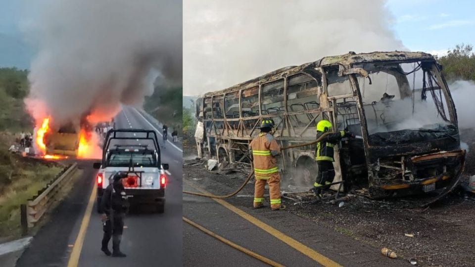 Autobús de turismo se incendia en la autopista Orizaba-Puebla