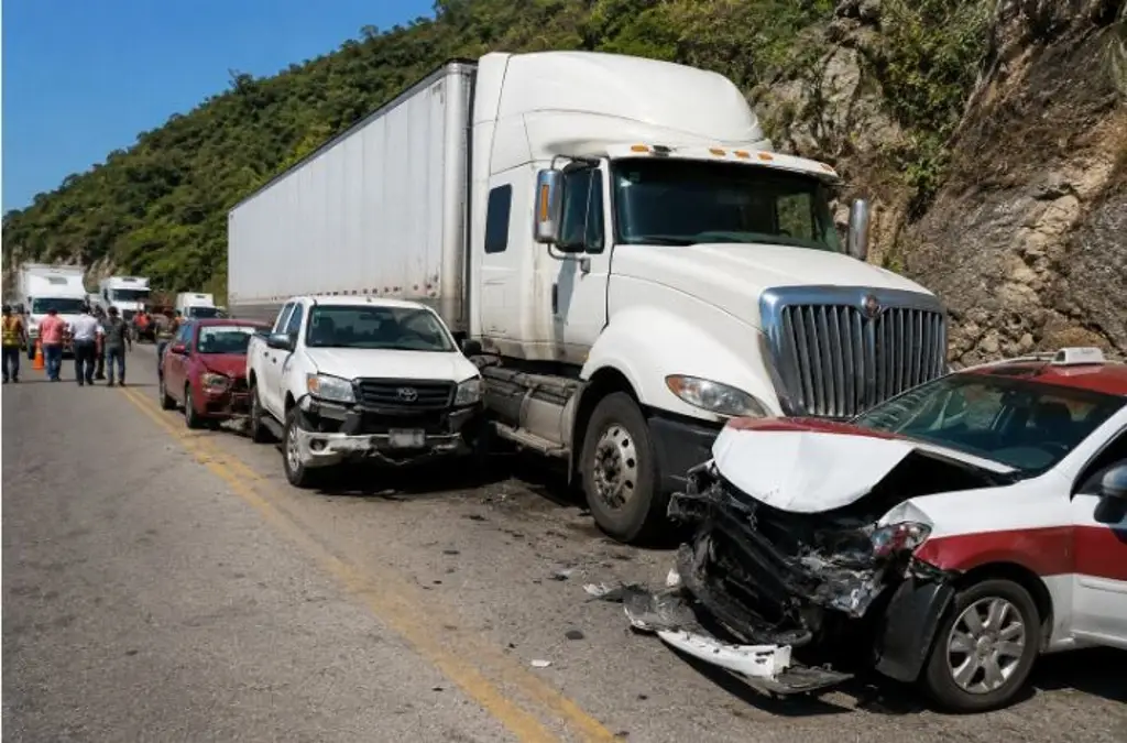 Tráiler provoca carambola en la carretera Cardel-Poza Rica, a la altura del Farallón